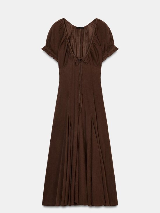 Zara Dresses & Skirts - Zara Midi Dress with Tie Neck